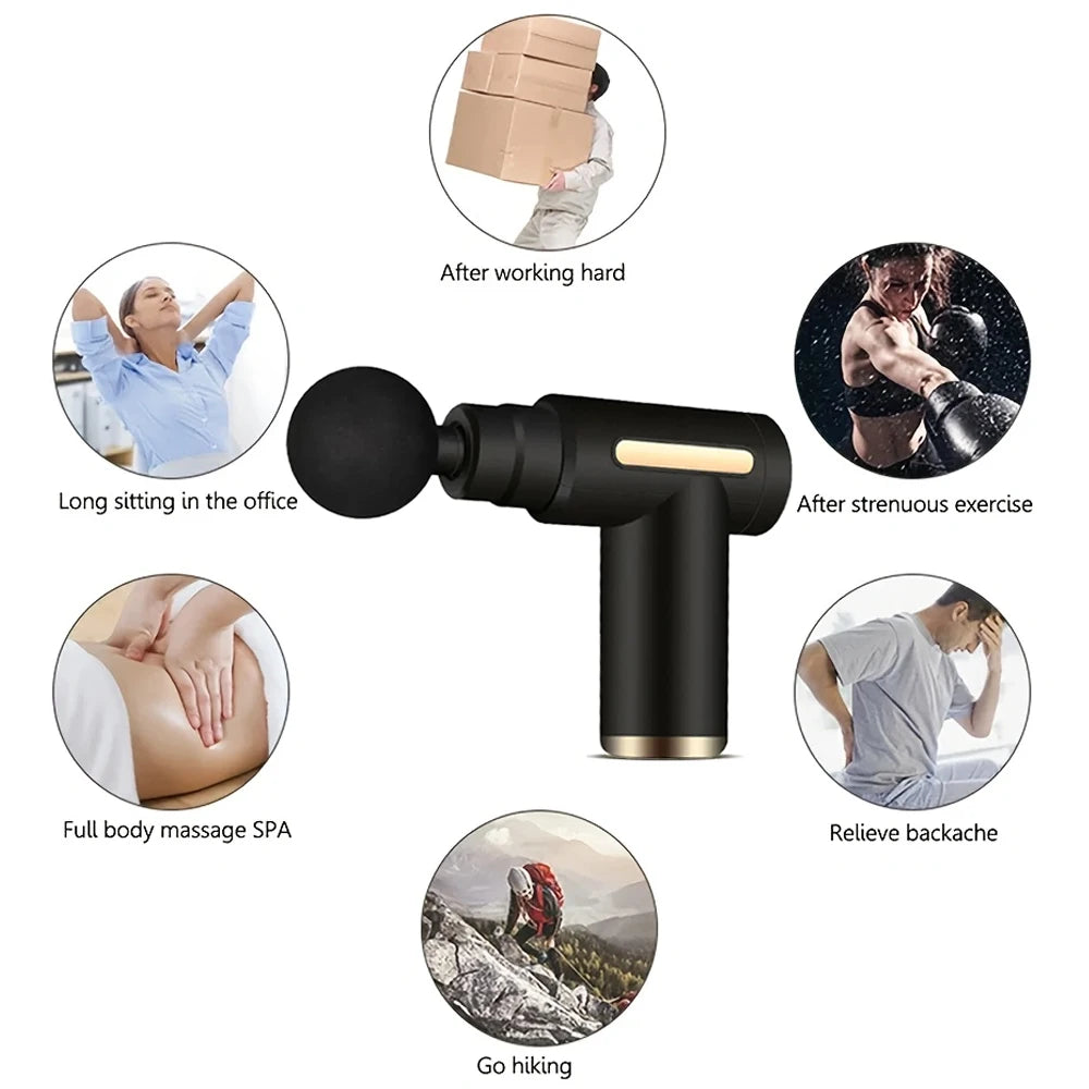 OREADEX Mini Fascia Massage Gun Electric Massager With 4 Replaceable Heads For Body Relaxation