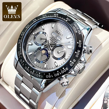 OLEVS Automatic Mechanical Watch for Men TOP Brand Original Stainless Steel Luminous Waterproof Date Man Wrist Watch Luxury Set