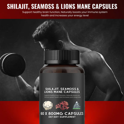 Quitmood Health Shilajit Fusion Capsules With Sea Moss Lions Mane