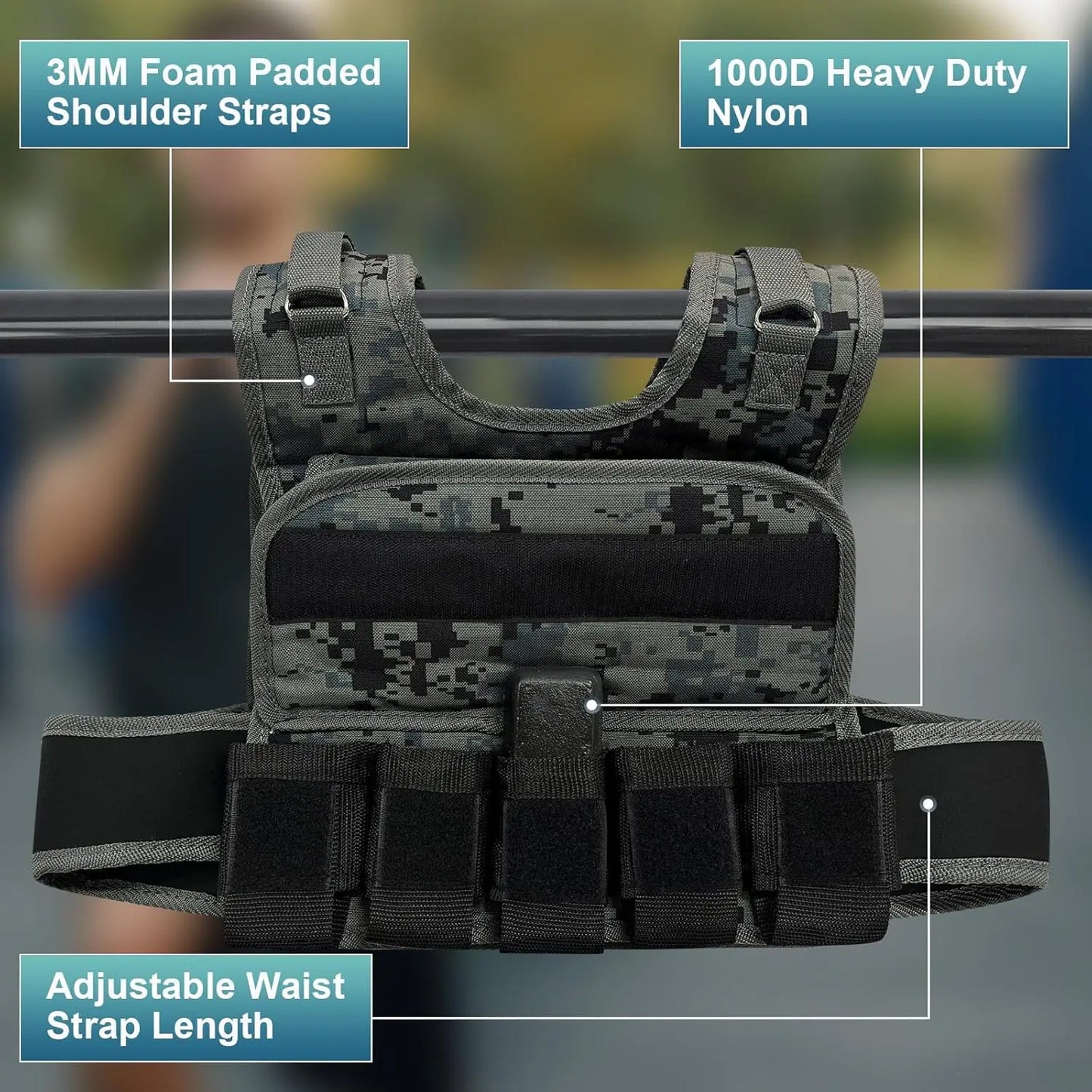 Adjustable Weighted Vests for Men 44LB Adjustable Weight Vest with 19 Cast Iron Weights for Strength Training Running