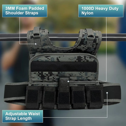 Adjustable Weighted Vests for Men 44LB Adjustable Weight Vest with 19 Cast Iron Weights for Strength Training Running