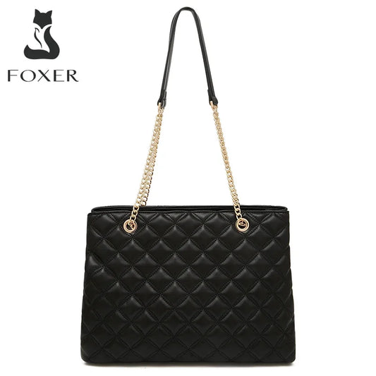 FOXER Women's Quilted Shoulder Bag Classic Underarm Tote Handbag