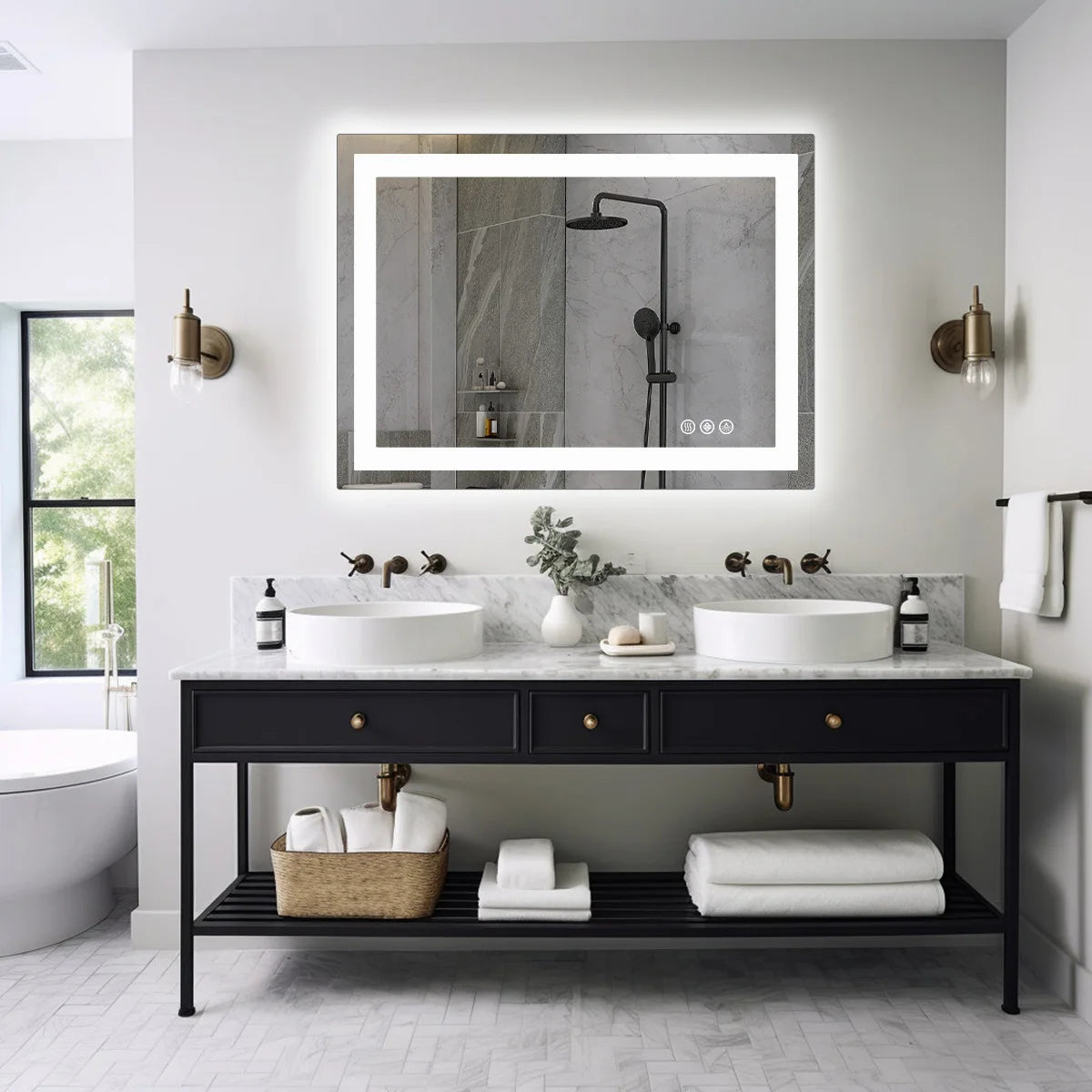 JHK LED Vanity Mirror Memory Function Front and Backlit