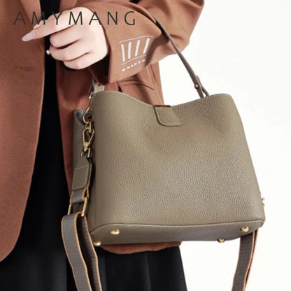 Genuine Cowhide Leather Handbags for Woman Women's Crossbody Bag Luxury Niche Design Three-Layer Large Capacity Small Tote Bags