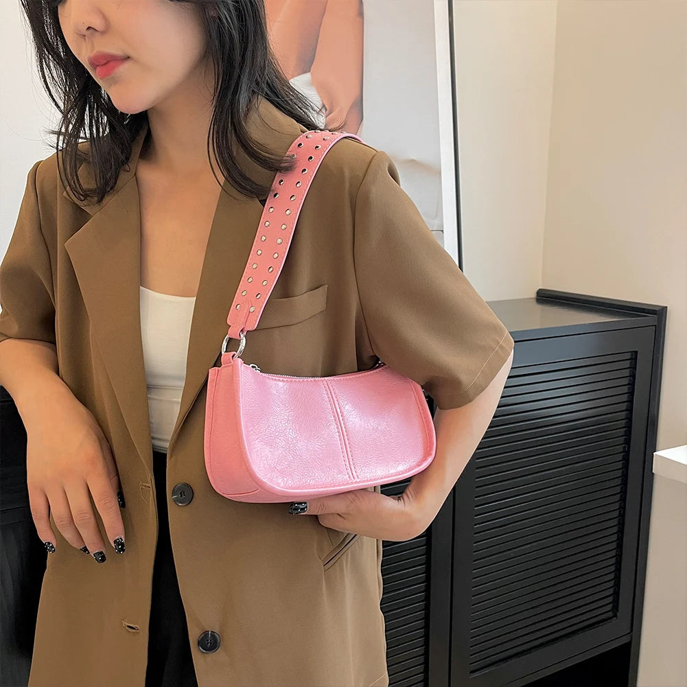 Women Retro Shoulder Bag Adjustable Strap Underarm Satchel Bag Casual Vintage Armpit Bag Crossbody Sling Bag Girl Stylish Purse
