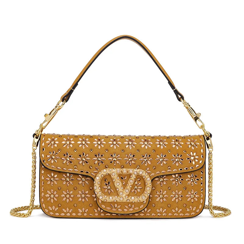 New Trend Crossbody Bag With Crystal Embellishments Chain Strap