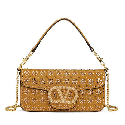 New Trend Crossbody Bag With Crystal Embellishments Chain Strap