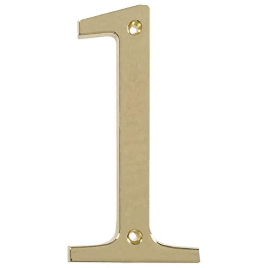 Distinctions 843155 House Number 5, Polished Brass Zinc Flush Mount Address Number, Modern Outdoor Address Sign for Front Door,