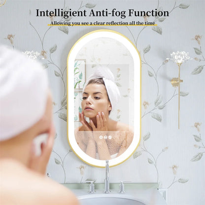 LUVODI Luxurious Oval LED Illuminated BathroomMirror AluminumFrame Defogging Demister Pad