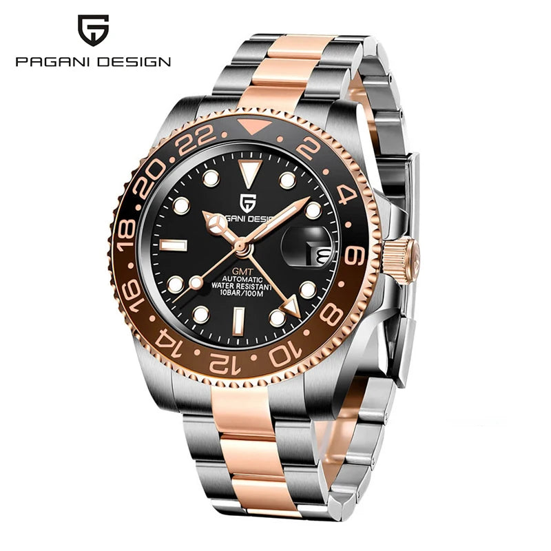 PAGANI DESIGN PD1662 Ceramic Bezel Sapphire Glass Automatic GMT Watch