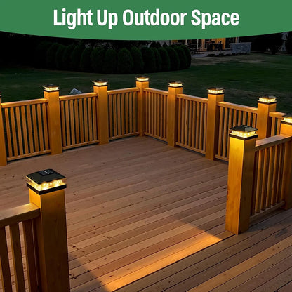 6/12X Outdoor Solar Post Cap Lights Smart Fence Light Solar IP65 Waterproof Gate Light for 4 Inch Wood Posts Yard Garden Outside
