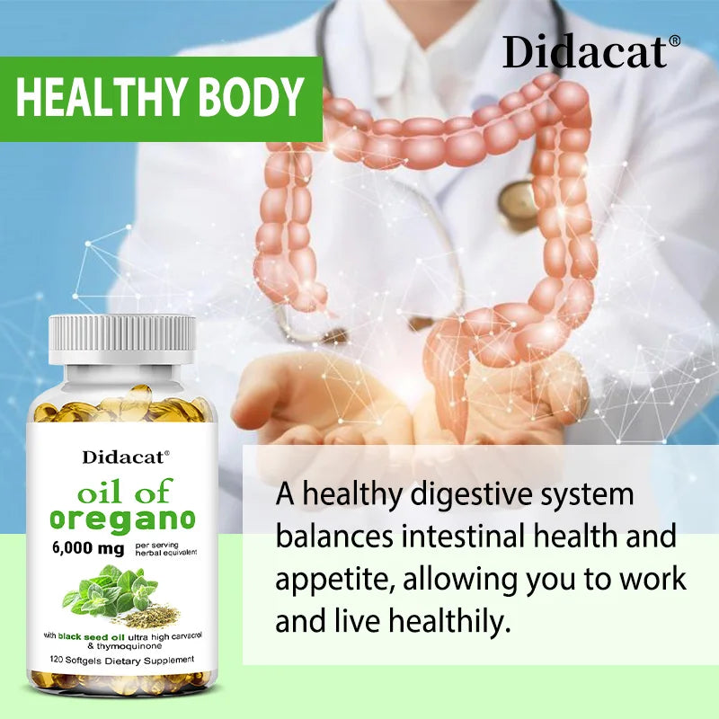 Bcuelov Oregano Oil 6000mg With Black Seed For Digestion