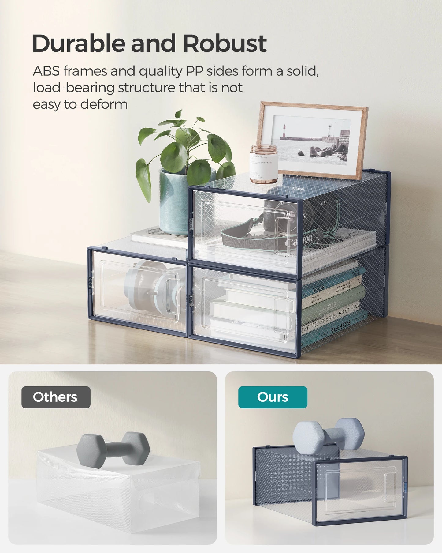 SONGMICS Stackable Shoe Boxes Pack of 12 Clear Organizer