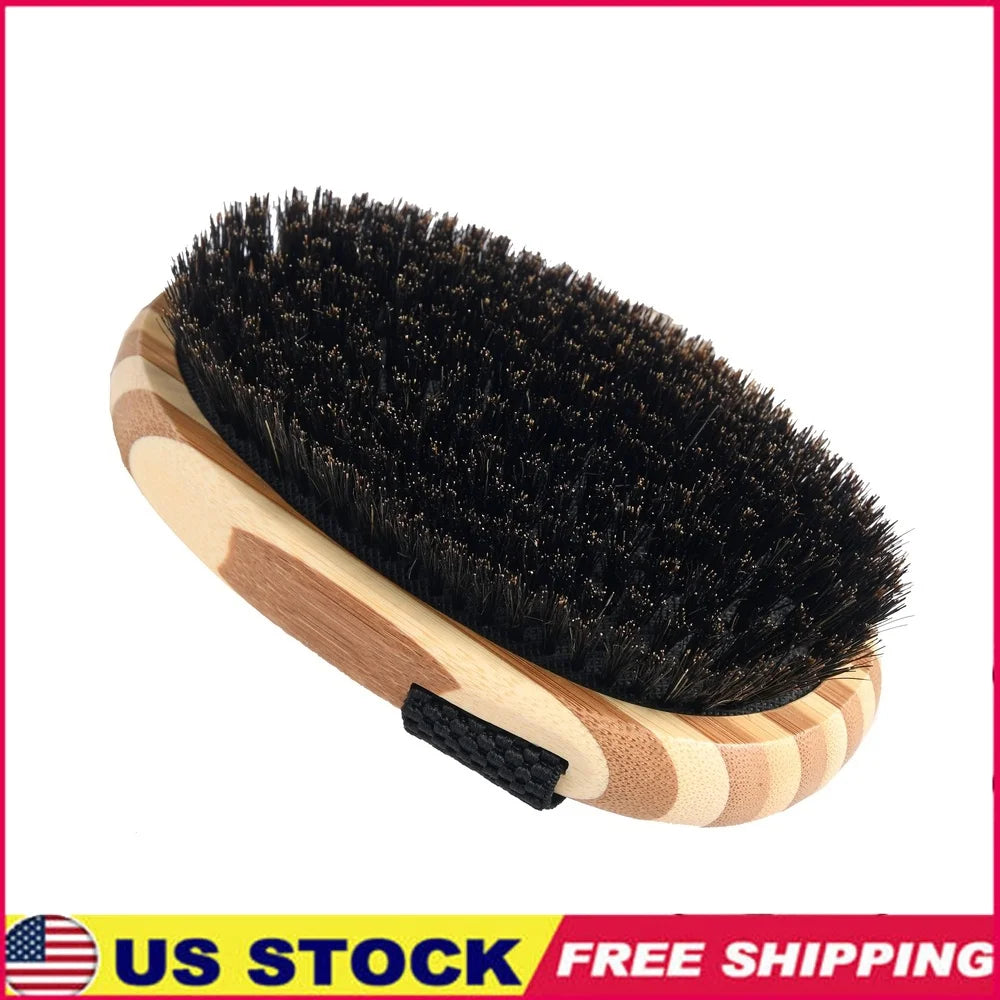 Bamboo Palm Pet Brush Ergonomic Design Natural Bristles Coat Smoothing Massage Stimulates Oil Glands Prevents Dry Skin All Coat