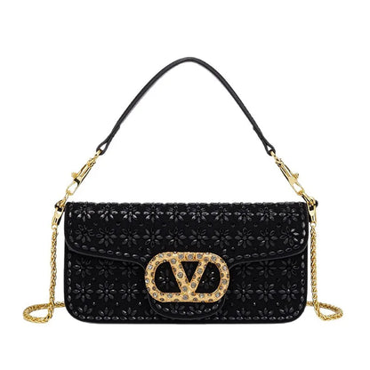 New Trend Crossbody Bag With Crystal Embellishments Chain Strap