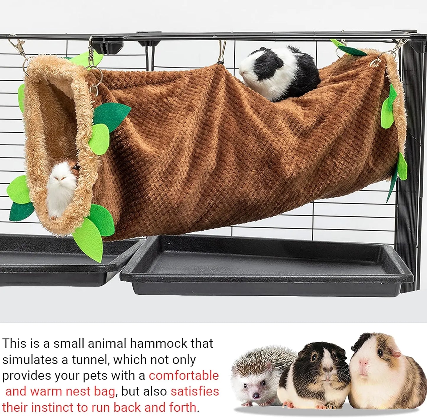 Soft Fleece Tunnel Hammock for Hamster Ferret Chinchilla Hedgehog Squirrel Small Animals - Cage Accessories for Playing Sleeping