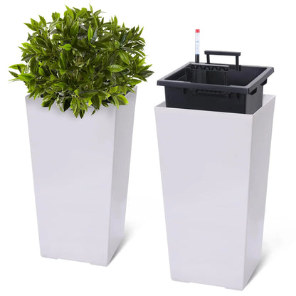 Self Watering Planter Set With Drainage And Water Level Monitor