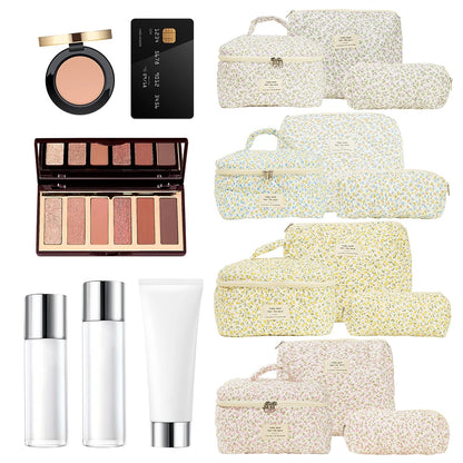 Shunmaii Quilted Makeup Bag Cosmetic Organizer Clutch