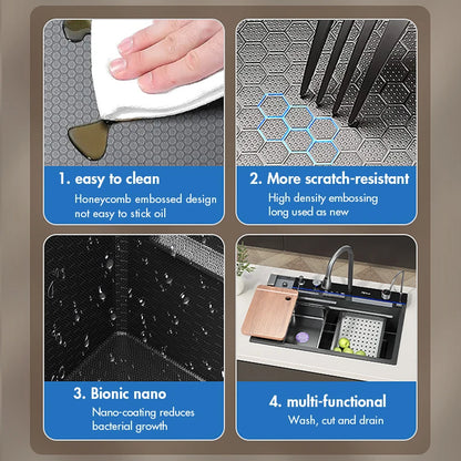 MYQualife 304 Stainless Waterfall Sink Faucet Set Digital