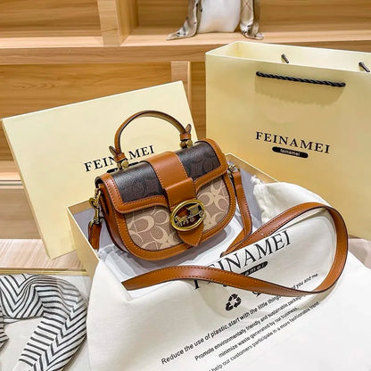 New minimalist and fashionable small handbag, contrasting color women's bag, high-end carriage crossbody bag, portable box bag