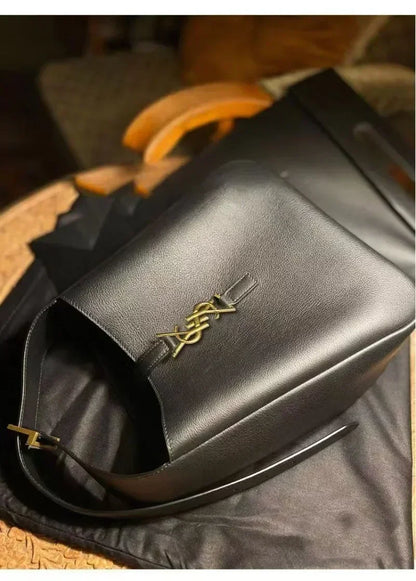 Shiny Leather Bucket Bag For Women Crossbody Tote 2-In-1 Purse