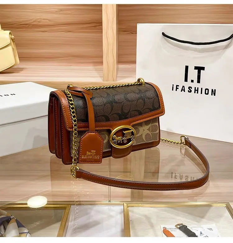 New minimalist and fashionable small handbag, contrasting color women's bag, high-end carriage crossbody bag, portable box bag