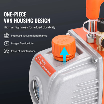 SucceBuy 3.5CFM 4CFM Single Stage Rotary Vane HVAC Air AC Vacuum Pump & A/C Refrigerant Kit Manifold Gauge Set Air Conditioning