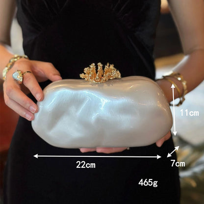 Acrylic Flower Shell Clutch Handbag for Women Wedding Evening Events