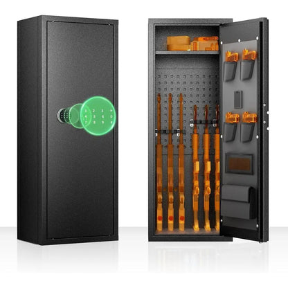 Digital Gun Safe Cabinet With Top Shelf And Pistol Pouches