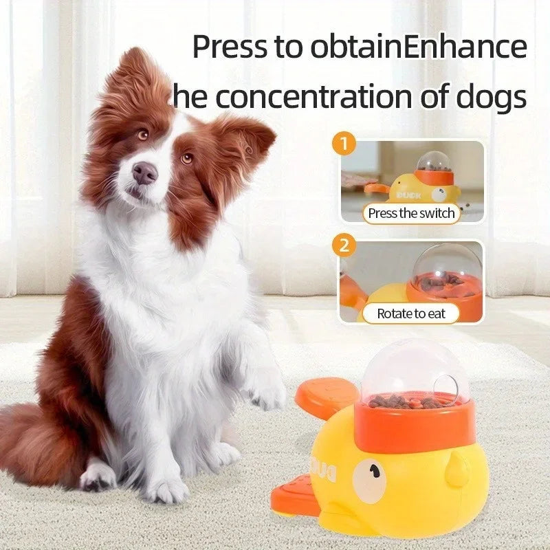 Dog Puzzle Feeder Interactive Treat Dispenser Cartoon Duck Design Anti Slip