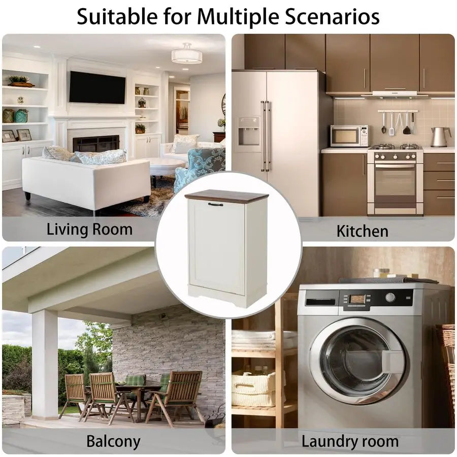 Tilt Out Trash Cabinet Hidden Trash Can Storage for Kitchen