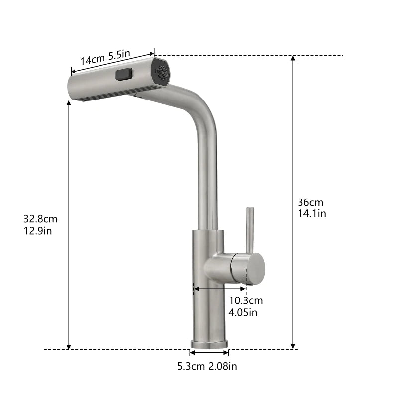 Kitchen Sink Faucet With Pull Out Sprayer 360 Swivel Bar Faucet
