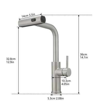 Kitchen Sink Faucet With Pull Out Sprayer 360 Swivel Bar Faucet