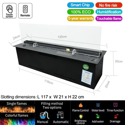 AFLYEVER Intelligent Water Replenishment Fireplace Decor 3D