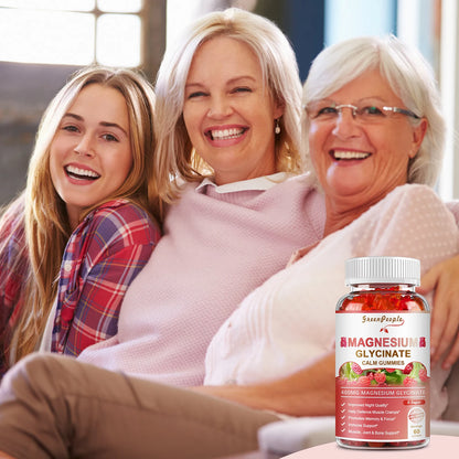 Greenpeople Magnesium Glycinate Gummies with Magnesium Malate,Vitamin D,B6 & CoQ10 for Calm Support & Sleep for Adults Raspberry