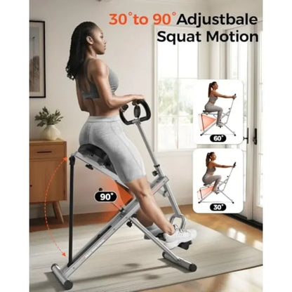 Squat Machine for home use, steel frame, black, foldable design with four adjustable resistance levels for glutes and thighs wo
