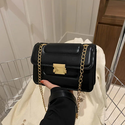 Bamboo Chain Crossbody Bag For Women Classic Mini Square Shoulder Elegant Purse Silk Lining