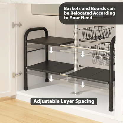 Two Tier Under Sink Organizer Rack For Kitchen And Bathroom