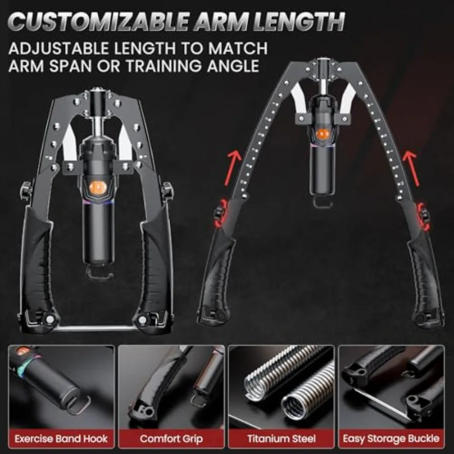 Twister Arm Trainer 3 in 1 Hydraulic Power Chest Workout Equipment with Ab Roller Wheels and Hooks Adjustable 22-440lbs Arm Tra