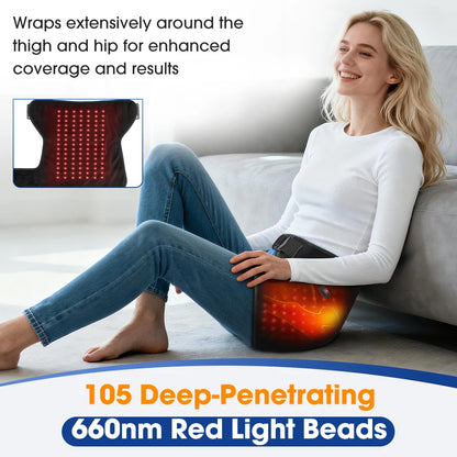 USB Charging Heated Hip Support Brace with 660nm Far Infrared 3 Adjustable Heating Levels Wrap for Hip Thigh Buttock