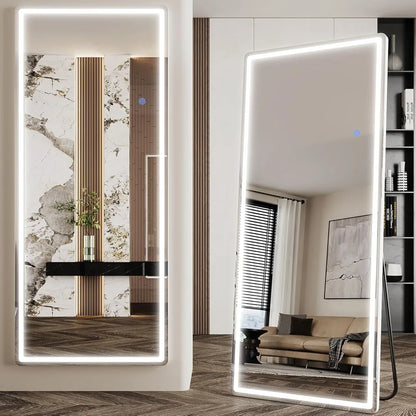Antok LED Illuminated Full-Length Floor Mirror, 71 x 28 Freestanding Lighted Mirror for Hanging or Standing Use