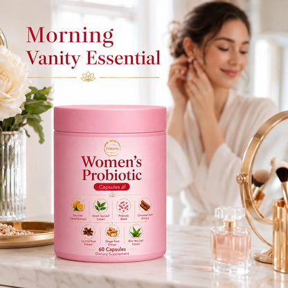 60-Capsule Women's Probiotic Capsules, Daily Nutritional Supplement Formula, Compound Probiotic Capsules for Intimate Care of Women, Formulated with Plant Extracts Combined with Complex Probiotics, Gentle Formula