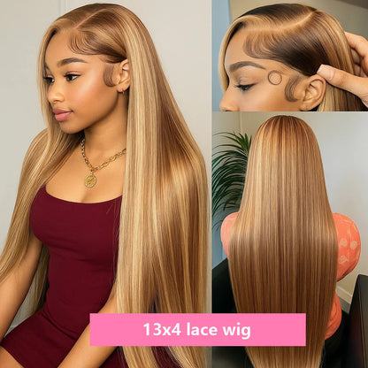 Hair Code Remy Brazilian Lace Front Wig Straight HD Highlight Human Hair Wig For Women