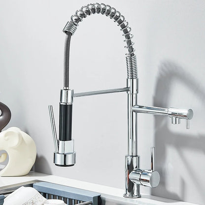SHBSHAIMY Spring Kitchen Faucet Pull Down Dual Swivel Spout Hot Cold