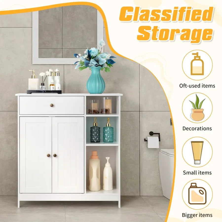 Hign-concerned Stripe Bathroom Cabinet With Shelves