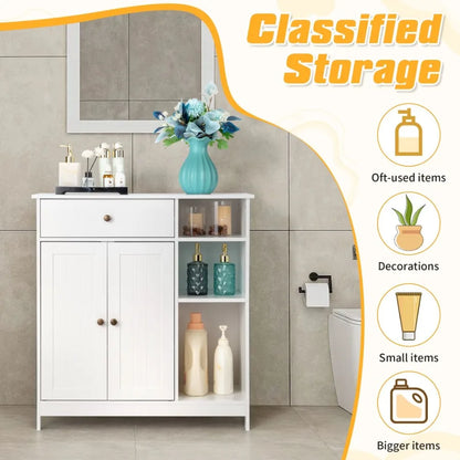 Hign-concerned Stripe Bathroom Cabinet With Shelves