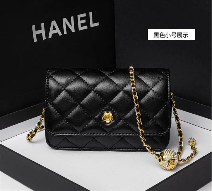 Luxury Geniunie Leather Sheepskin Diamond Lattice Handbag High Quality Metal Chain Clutch Wallet Purse Shoulder Bags for BC4-1