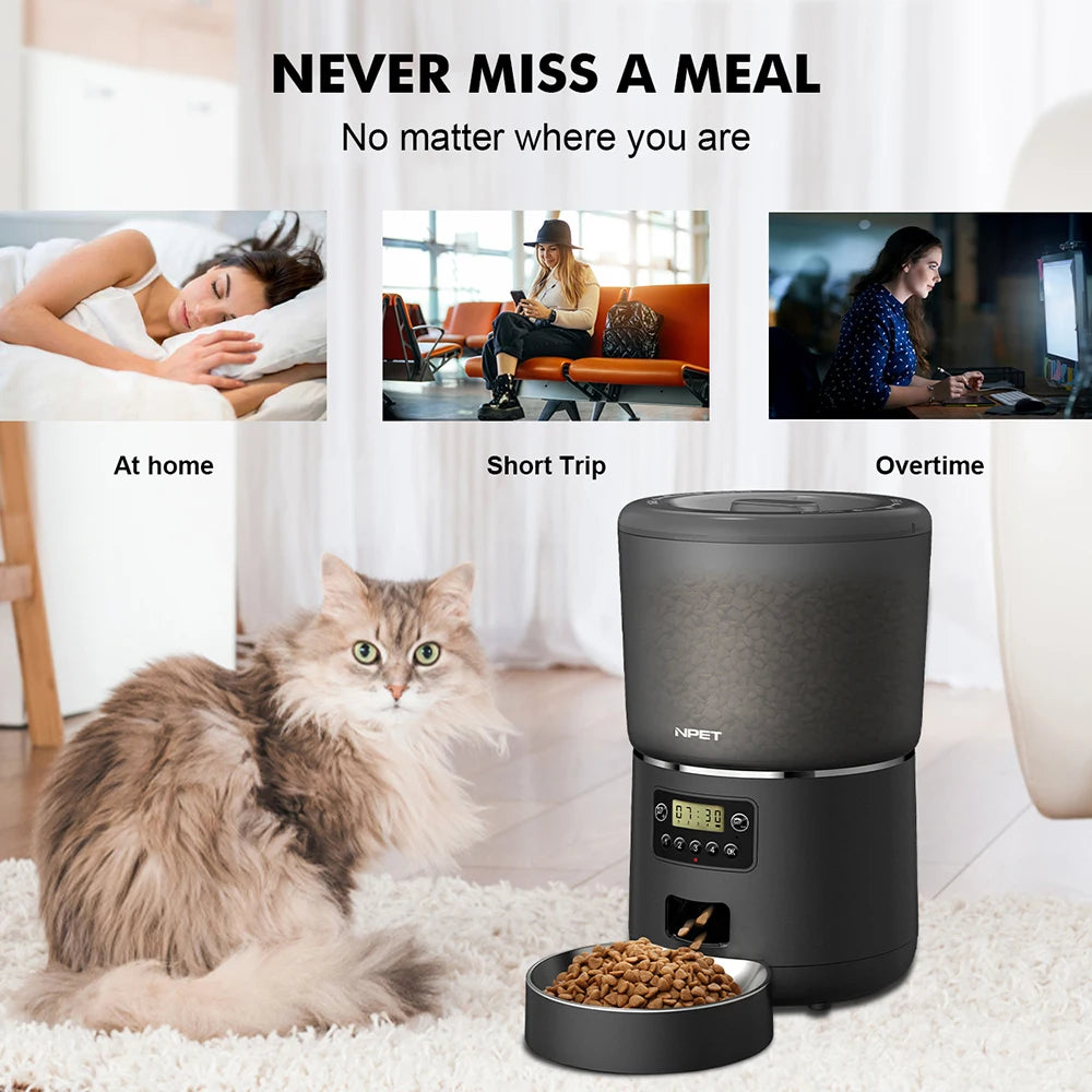 NPET Automatic Smart Pet Feeder For Cats And Dogs With App Control 1 To 9 Portions