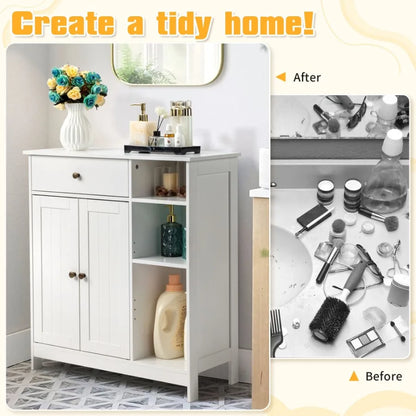 Hign-concerned Stripe Bathroom Cabinet With Shelves