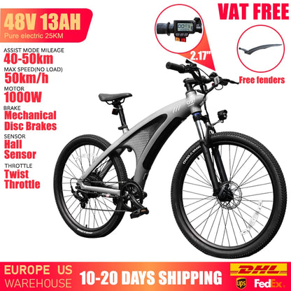HUANCI Q5 Electric Bikes for Adults 1000W 48V 13AH Ebikes E Bikes Electric Bicycles 50km/h Electric Dirt Bike Electric E Bikes